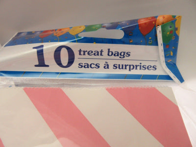 100 Pink  Striped Treat Bags 5x9 inch Party Sacks