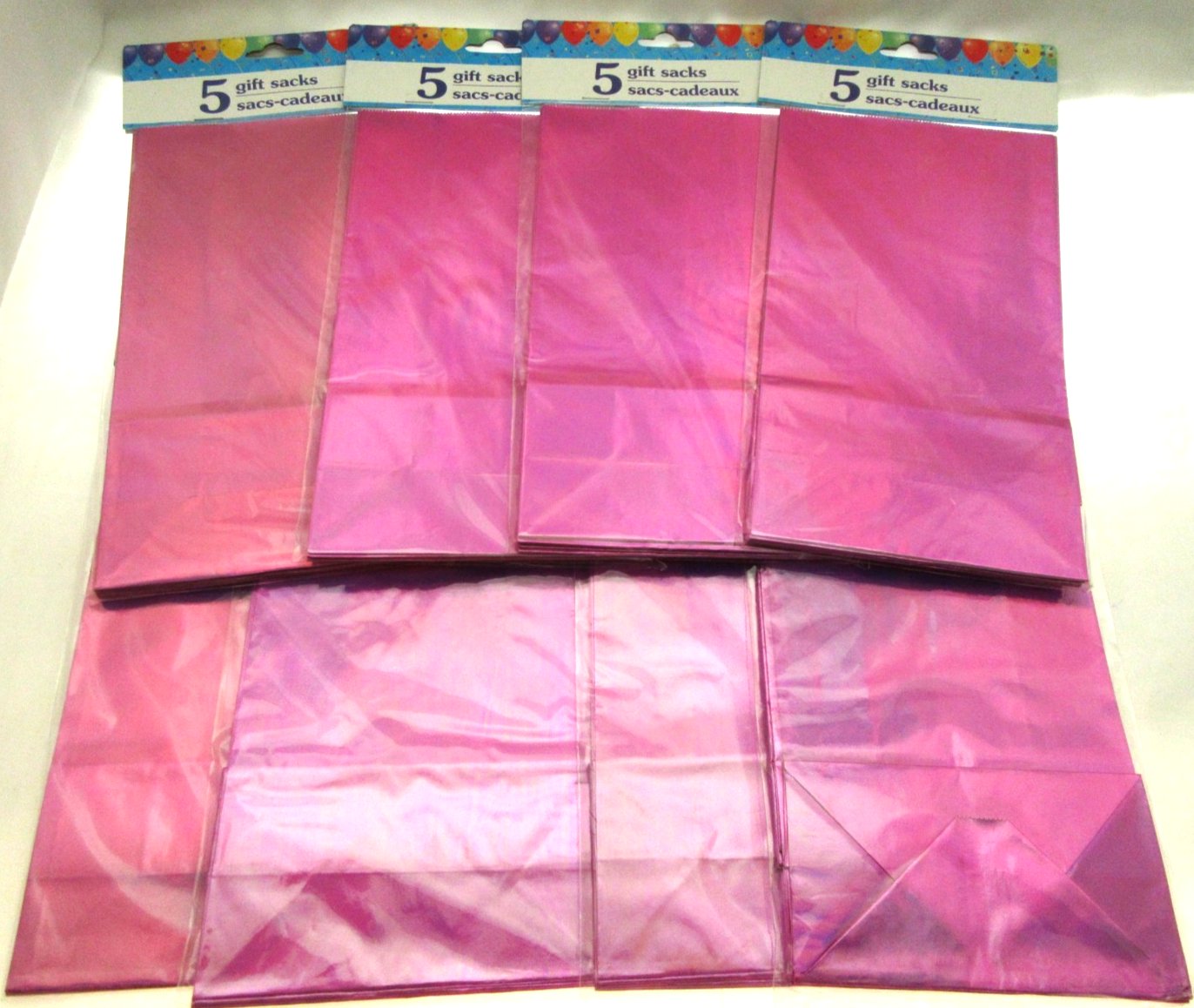 40 Gusset Metallic Pink Party Bags 5x9 Inch Treat Bags