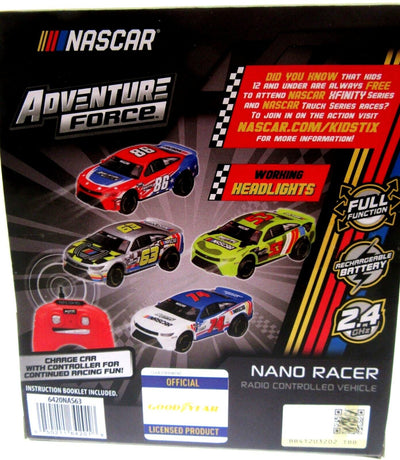 Nano Racer RC Car #63 Grey ~ Nascar Adventure Force ~ Radio Control Fun