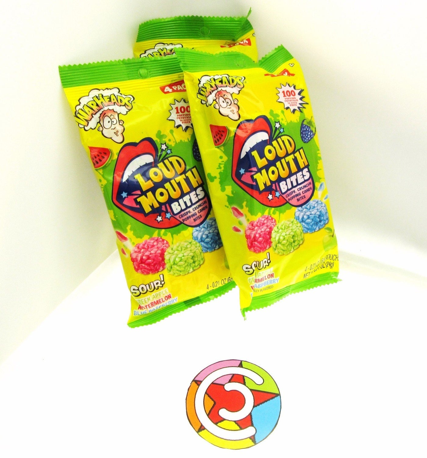 Warheads Sour Popping Candy ~ LOUD MOUTH BITES ~ Lot of 3