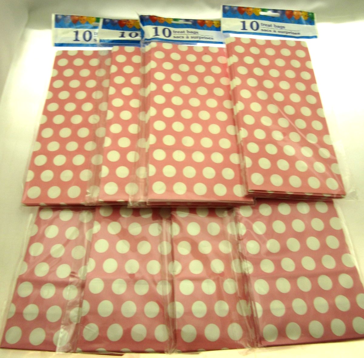 80 Pink Dot Treat Bags 5x9 inch Party Sacks