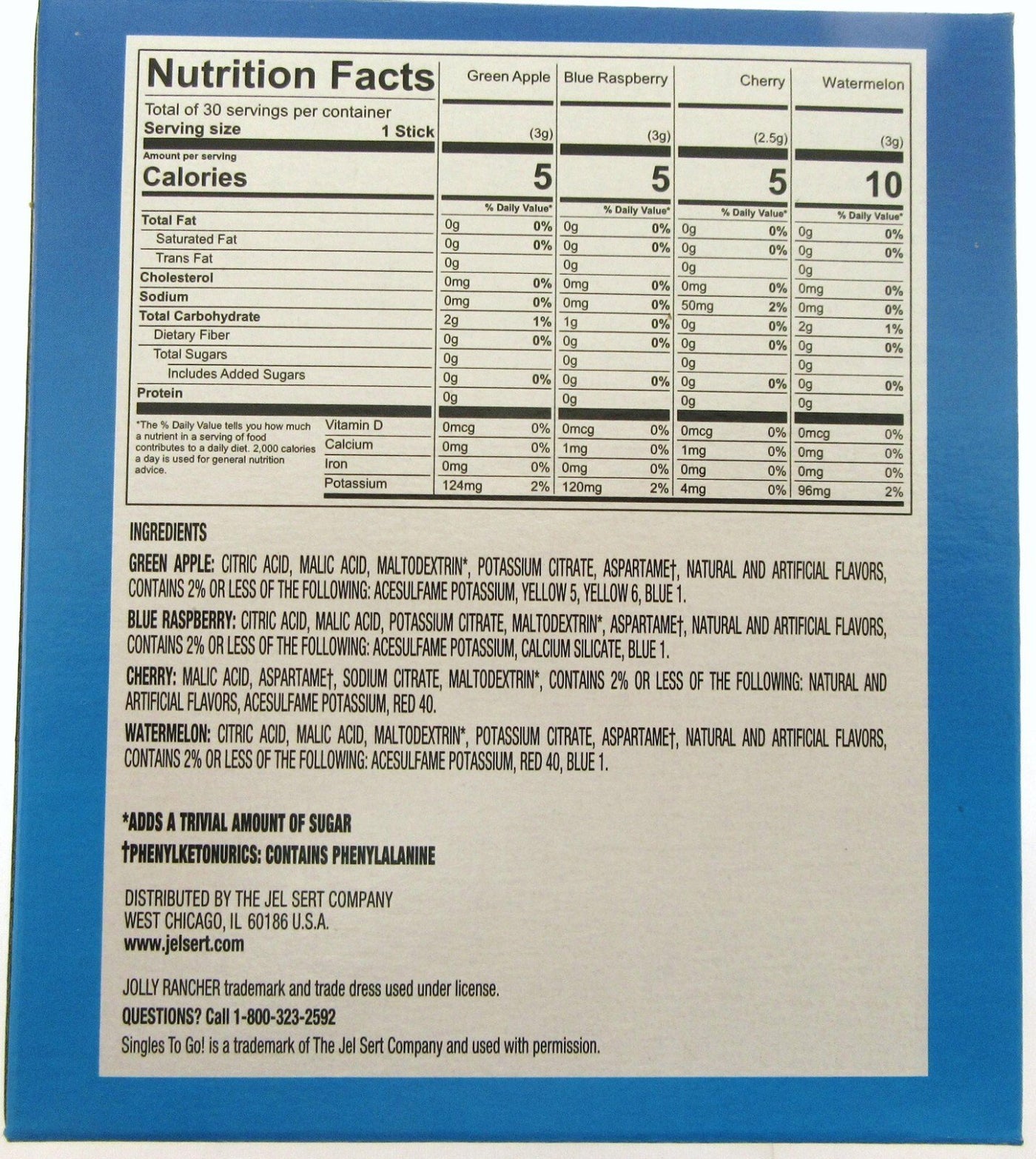 Jolly Rancher Drink Mix ~ 30 Sticks Per Box ~ Zero Sugar 3.14oz (89.1 g)