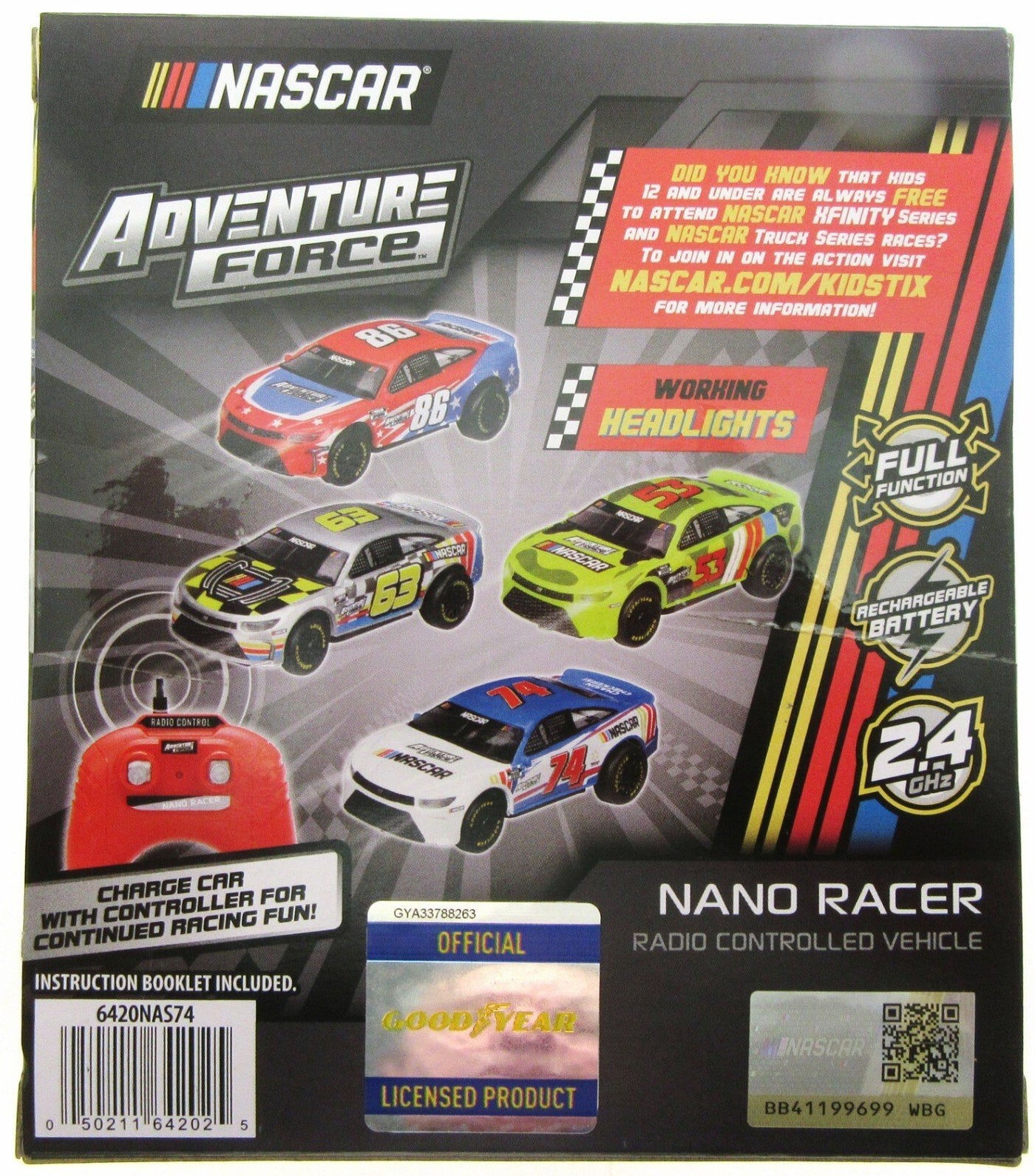 Nano Racer RC Car #74 Red & Blue ~ Nascar Adventure Force ~ Radio Control Fun