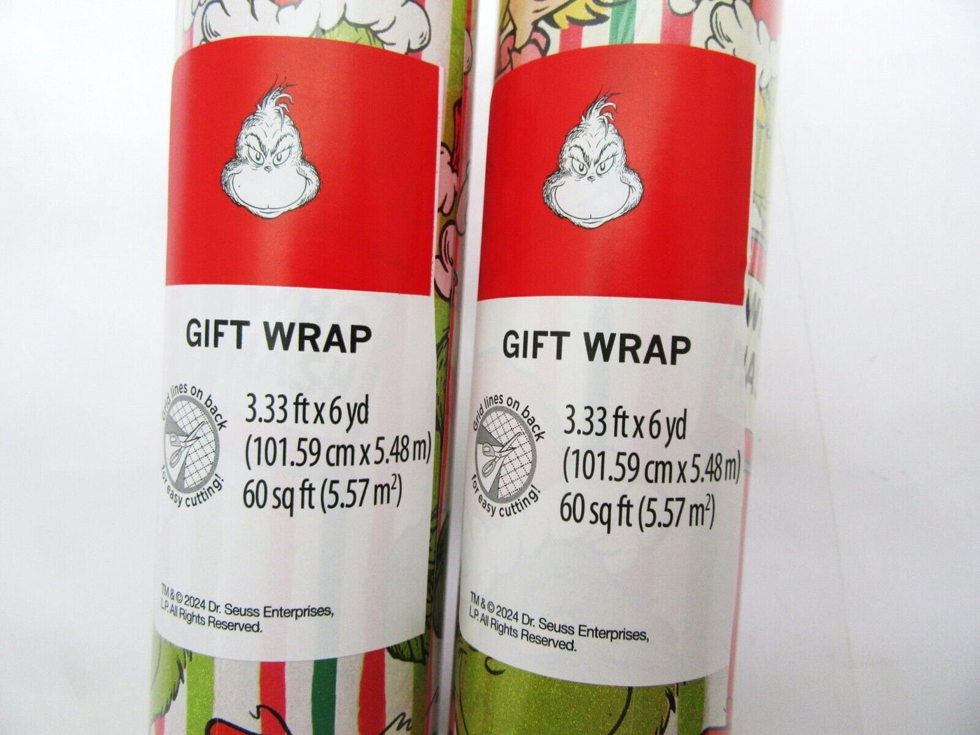 Grinch ~ Gift Wrapping Paper ~ Who Hash ~ 3.33 ft x 6 yd ~ Christmas ~ Lot of 2