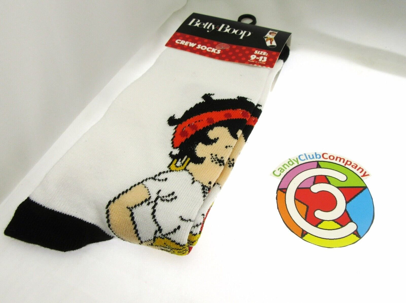 Betty Boop ~ One Pair Crew Socks for Men Shoe Sizes 9 - 13