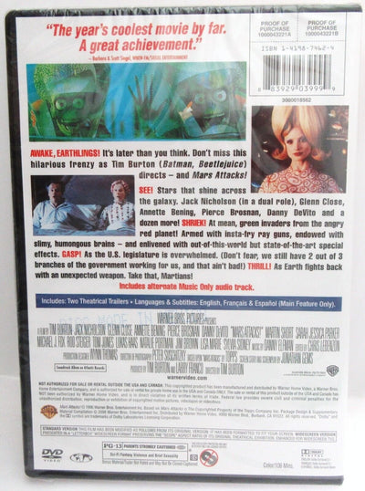 Mars Attacks! ~ 1996 ~ Jack Nicholson, Glenn Close ~ Movie Comedy New DVD