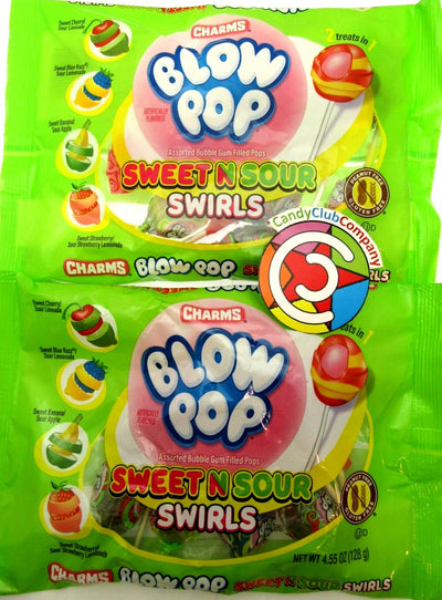 Blow Pop Sweet N Sour Swirls Suckers Lollipops ~ two 4.55 bags