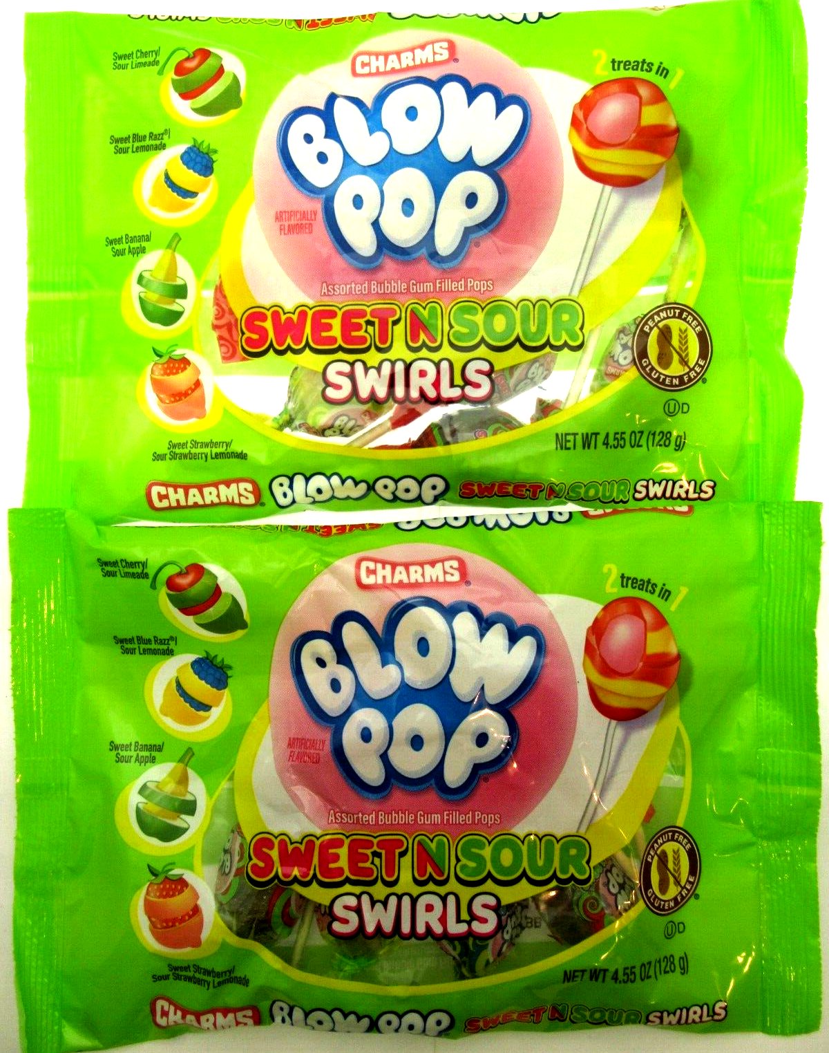 Blow Pop Sweet N Sour Swirls Suckers Lollipops ~ two 4.55 bags