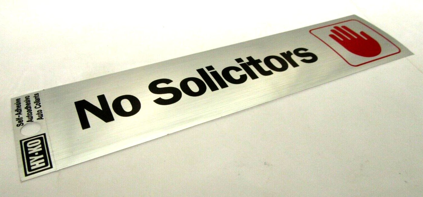 No Solicitors Stop Self Adhesive Metal Sign