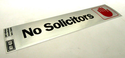 No Solicitors Stop Self Adhesive Metal Sign
