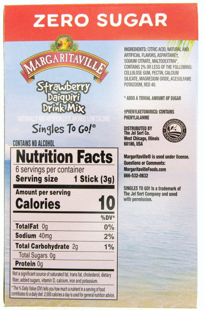 Margaritaville  ~ Strawberry Daiquiri Drink Mix ~ Zero Sugar Free ~ Lot of 3