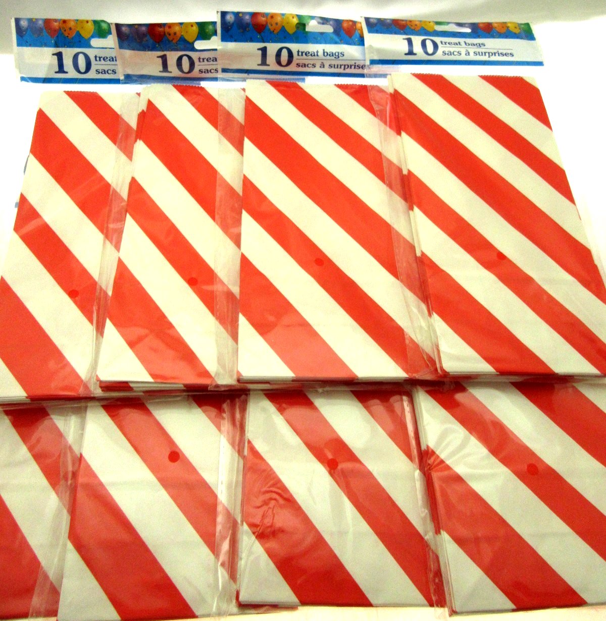 80 Red Striped Treat Bags 5x9 inch Party Sacks