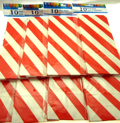80 Red Striped Treat Bags 5x9 inch Party Sacks