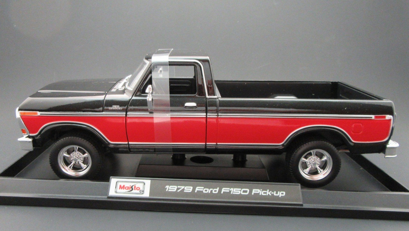1979 Ford F150 Pick-up Truck ~ Black & Red ~ 1:18 ~ Die Cast ~ Maisto