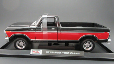 1979 Ford F150 Pick-up Truck ~ Black & Red ~ 1:18 ~ Die Cast ~ Maisto