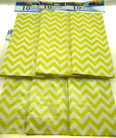 Yellow Jagged Striped Treat Bags 5x9 inch Party Sacks