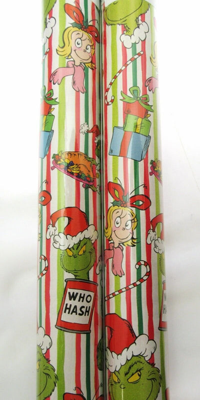 Grinch ~ Gift Wrapping Paper ~ Who Hash ~ 3.33 ft x 6 yd ~ Christmas ~ Lot of 2