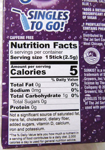 NEW! Sunkist ~ 6 Packets ~ Zero Sugar Free ~ Drink Mix ~ 5 Boxes