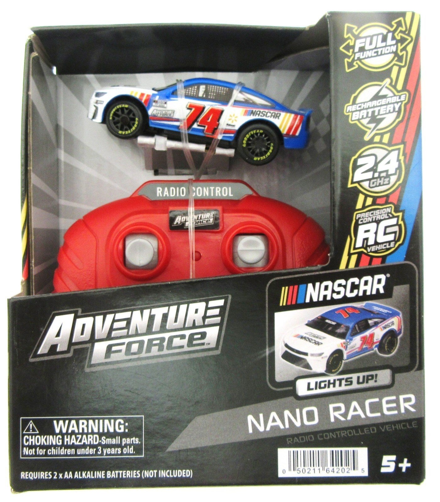 Nano Racer RC Car #74 Red & Blue ~ Nascar Adventure Force ~ Radio Control Fun