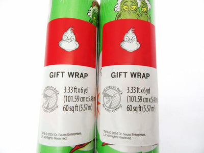 How the Grinch Stole  Christmas ~ Gift Wrapping Paper ~ 3.33ft x 6yd ~ Lot of 2