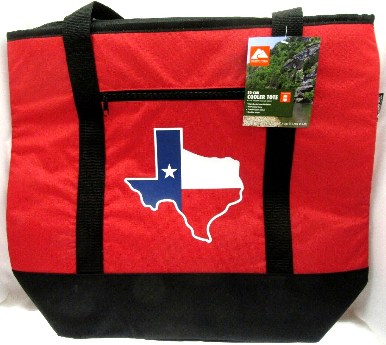 Texas 50 can Cooler Tote 21" x 18" Carry Bag ~ Red