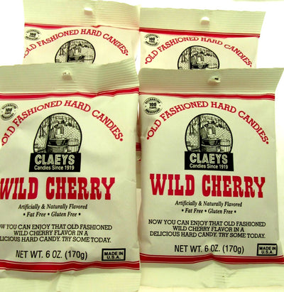 Claey's Old Fashioned Wild Cherry Hard Candies ~ Four 6oz bag Gluten Free Candy