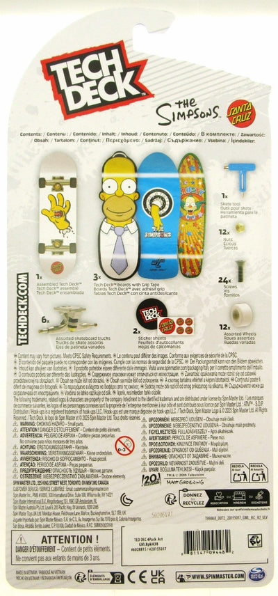 Tech Deck ~ Santa Cruz ~ Skateboard  / Fingerboard ~ The Simpsons ~ 4 Pack