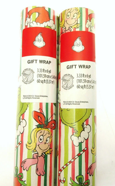 Grinch ~ Gift Wrapping Paper ~ Who Hash ~ 3.33 ft x 6 yd ~ Christmas ~ Lot of 2