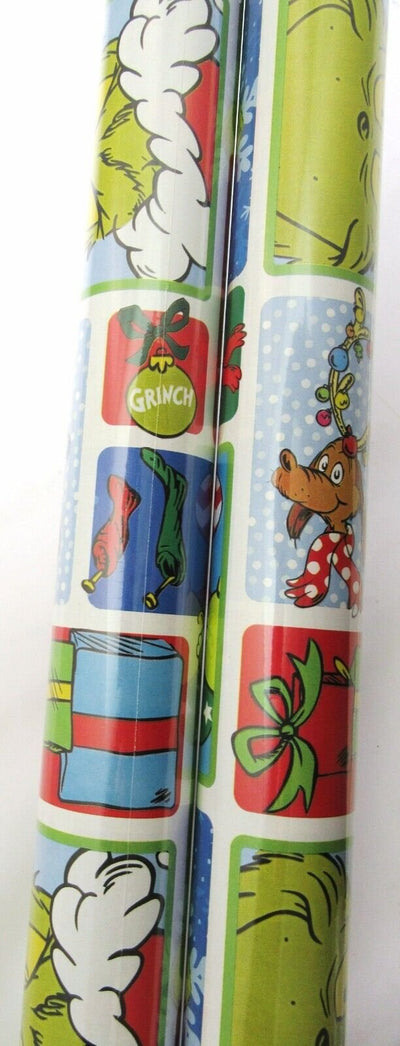 The Grinch Dr. Seuss ~ Gift Wrapping Paper ~ 3.33ft x 6yd ~ Christmas ~ Lot of 2