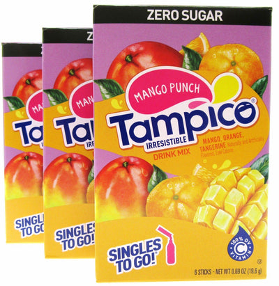 Tampico Mango Punch ~ Packets ~ Zero Sugar Free ~ Drink Mix ~ 3 Boxes