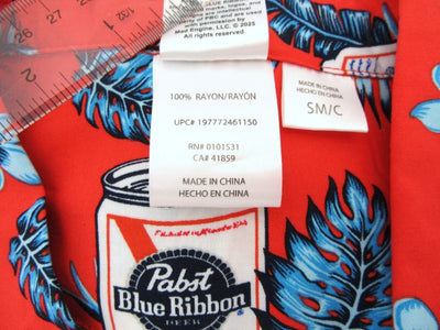 Pabst Blue Ribbon  ~ Button-up Shirt ~ Small 34 / 36 ~ Beer Logo