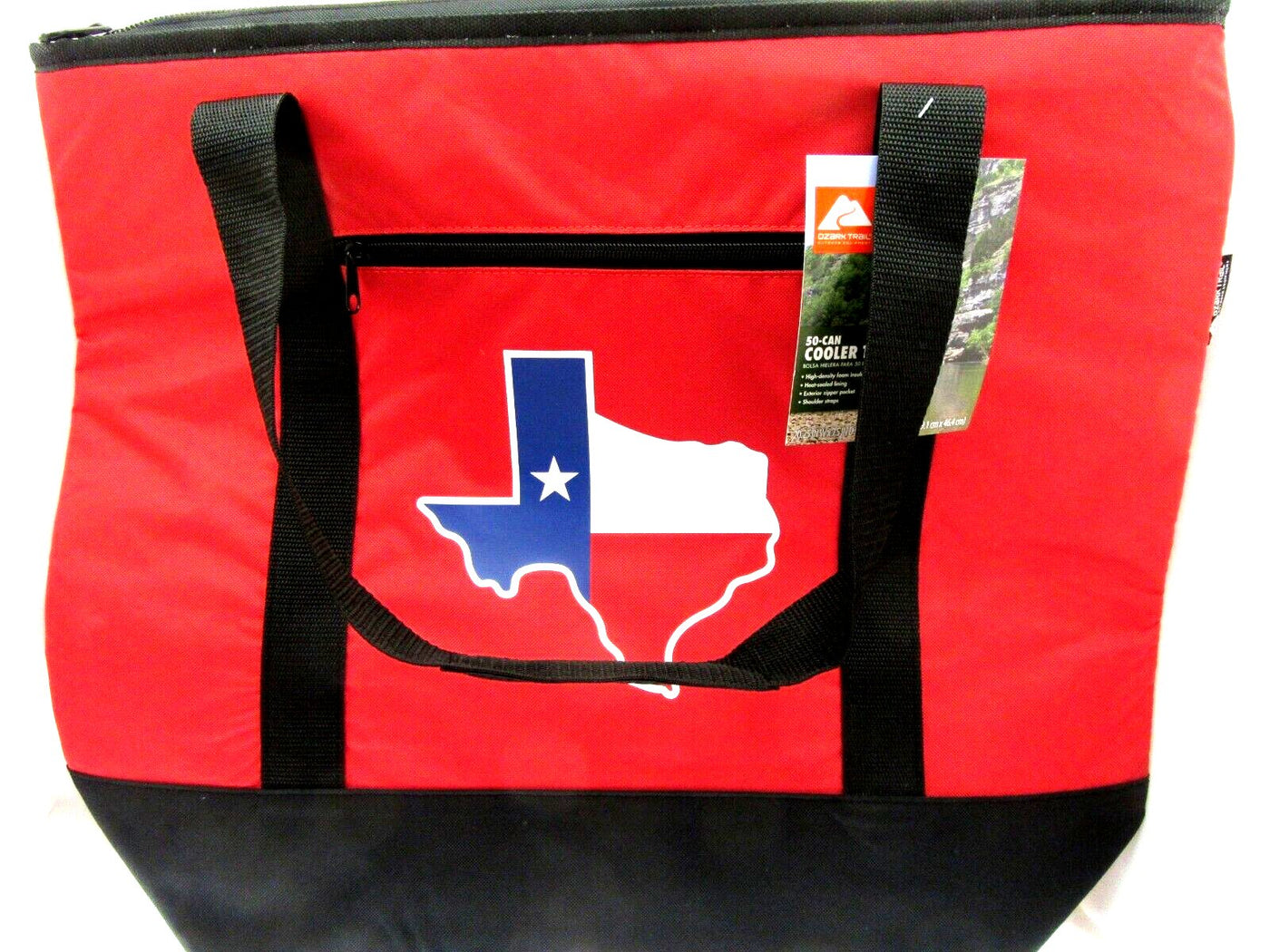 Texas 50 can Cooler Tote 21" x 18" Carry Bag ~ Red