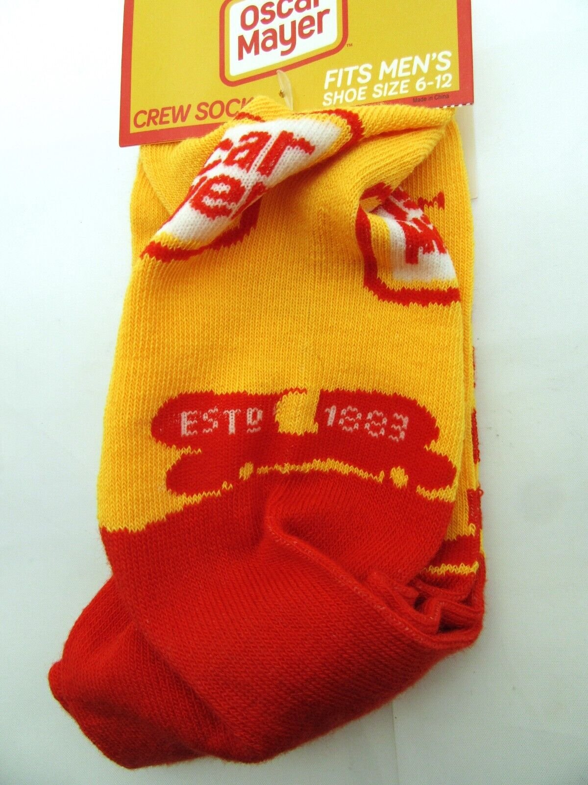One Pair of 1883 Oscar Mayer Crew Socks for Men Shoe Sizes 6 - 12