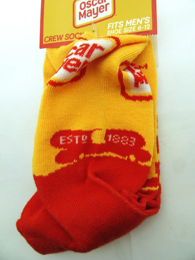One Pair of 1883 Oscar Mayer Crew Socks for Men Shoe Sizes 6 - 12