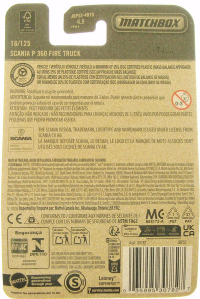 Scania P 360 Fire Truck ~ White & Orange ~ 1:64 Scale ~ Matchbox