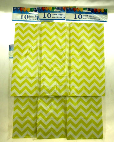 Yellow Jagged Striped Treat Bags 5x9 inch Party Sacks