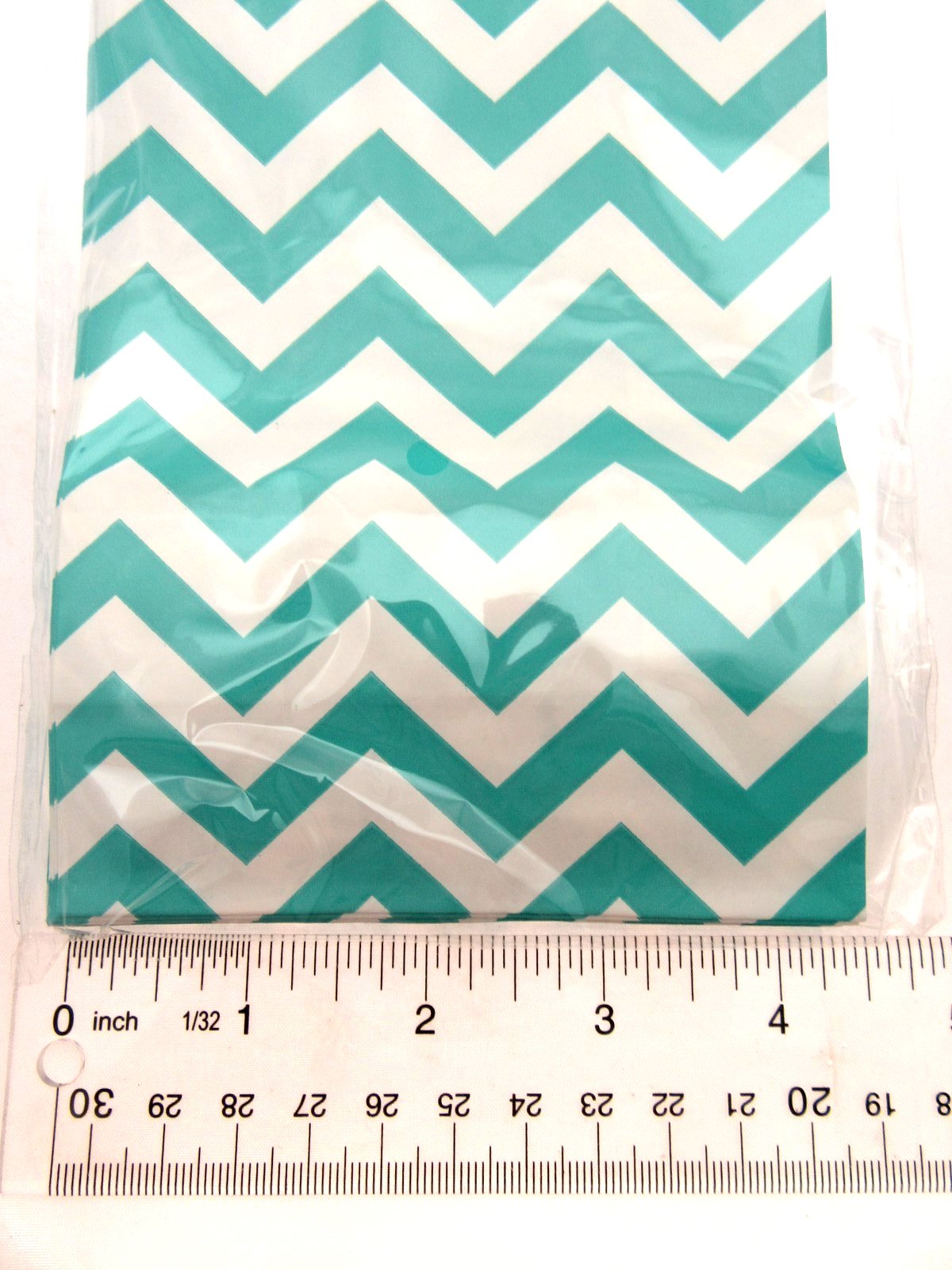 40 Turquoise Jagged Stripe Treat Bags 5x9 inch Party Sacks
