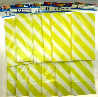 Yellow Striped Treat Bags 5x9 inch Party Sacks