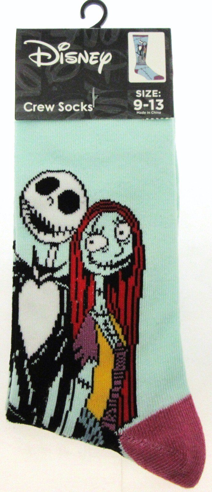 Jack Skellington & Sally Crew Socks ~ Men Sizes 9 - 13 ~ One Pair