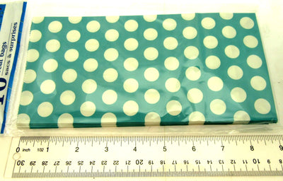 100 Turquoise Dot Treat Bags 5x9 inch Party Sacks