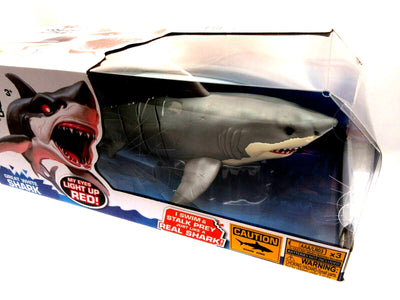 Robo Great White Shark Red Light up Eyes, Swims & Stalks Prey