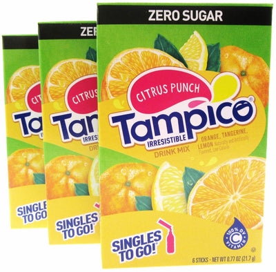 Tampico Citrus Punch ~ Packets ~ Zero Sugar Free ~ Drink Mix ~ 3 Boxes