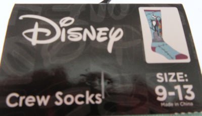 Jack Skellington & Sally Crew Socks ~ Men Sizes 9 - 13 ~ One Pair