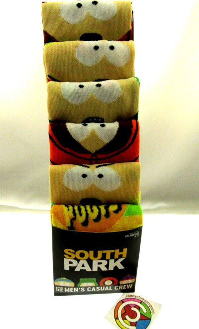 South Park Socks ~ Fits Shoe Size 8-12 ~ Casual Crew ~ 6 Pair
