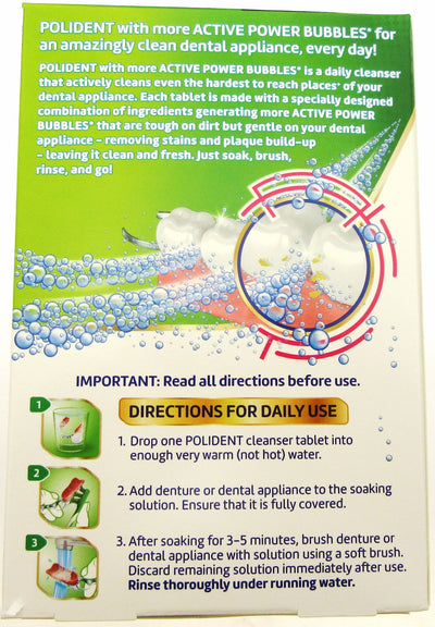 Polident Antibacterial Denture Cleanser ~ 120 ~ false teeth  partial ~ lot of 2