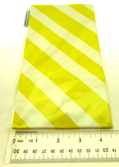 Yellow Striped Treat Bags 5x9 inch Party Sacks