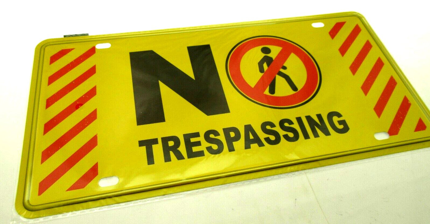 No Trespassing Sign 12" by 6"  Yellow & Red
