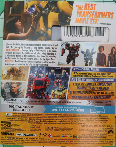 Bumblebee ~ 2018 ~ 4K Ultra HD + BLU-RAY ~ Movie