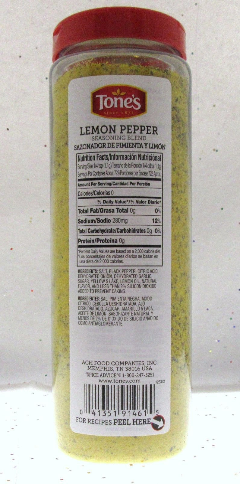 Lemon Pepper Tone's Seasoning Seasonings Spice Seafood Chicken ~ 28 oz bottle