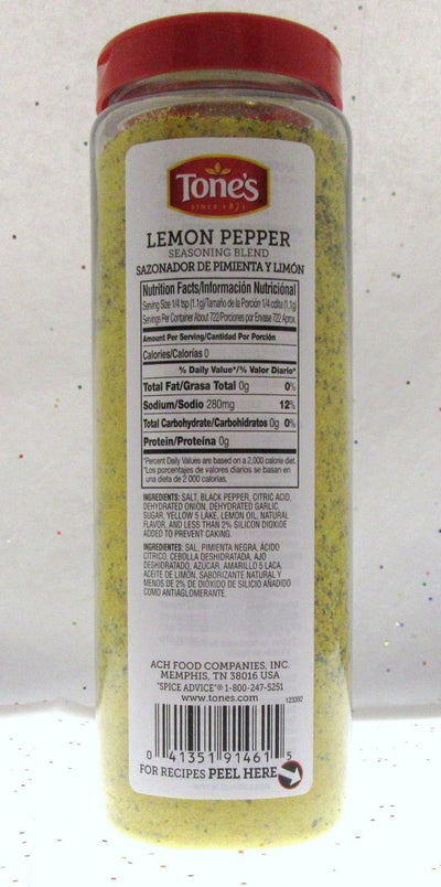 Lemon Pepper Tone's Seasoning Seasonings Spice Seafood Chicken ~ 28 oz bottle